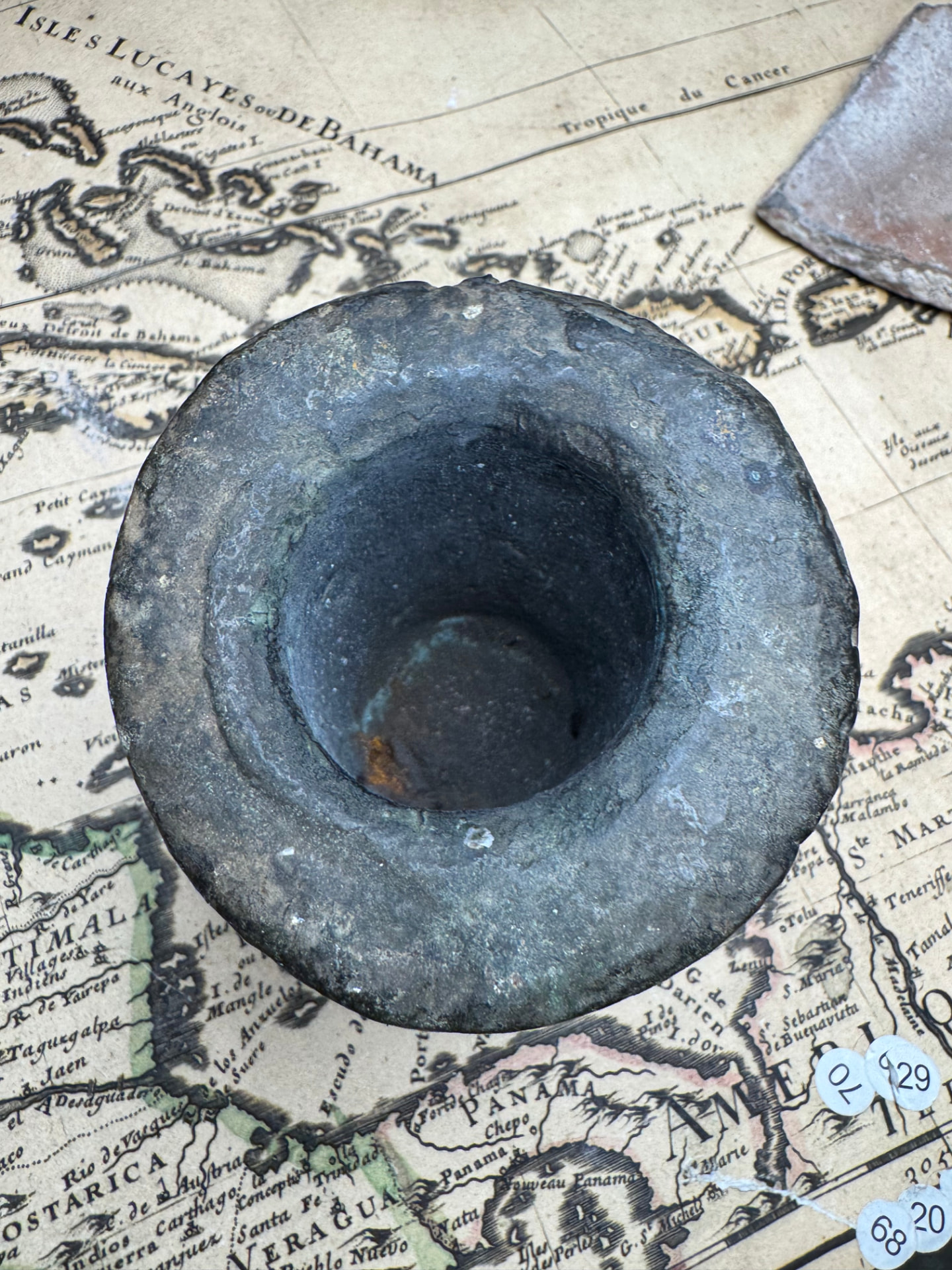 Top view down the bore of the bronze thunder mug